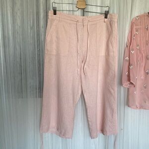 Kensie pink blush wide leg capri linen/rayon blend, casual, vacation! Size 10